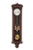 Austria, a mid 19th century, 3 train "Dachluhr", polished, mahogany veneered six light case with sycamore stringing, the base with deeply incurved bracket, door with flanking pilasters, carved capitals and central ripple molding, the case top with cupids bow gable, Roman numeral, one piece white enamel dial with engine turned bezel, blued steel hands, and weight driven, three train, grand sonnerie striking movement with Vienna quarters, repeating the last hour and quarter on demand, brass pendulum with steel rod