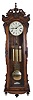 Gazo Family Clock Factory, San Diego, California, "XG-C" hanging jeweler's regulator, reproduction of Howard's "No. 60 Regulator", 8 day, time, strike and chime, three brass weight driven movement in a beveled glass front carved alderwood case with a cream enamel dial