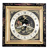 Chelsea Clock Co., Boston, Mass "Chinese Lacquer" easel-style desk clock, 8 day, time only, spring driven balance wheel movement, with 4.5 inch silvered chapter ring, movement serial number 538546.