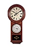 Welch, Spring & Co, Forestville, Conn.,. "Regulator Calendar No. 1", rosewood veneered case with 16-inch zinc roman numeral dial with center day of the week, blued steel maltese hands, the mid section with hinged door and B.B. Lewis enclosed perpetual calendar mechanism, the backboard in this section contains the original printed label reading in part..."Extra Eight-Day Perpetual Calendar Clocks...Manufactured by Welch, Spring and Co." and flocked paper dust cover, lower door with black and gold decorated tablet of Welch pattern, eight day, two weight, time-only, upside-down movement with recoil escapement and two cylindrical compounded iron weights, wooden pendulum rod and brass bob.
