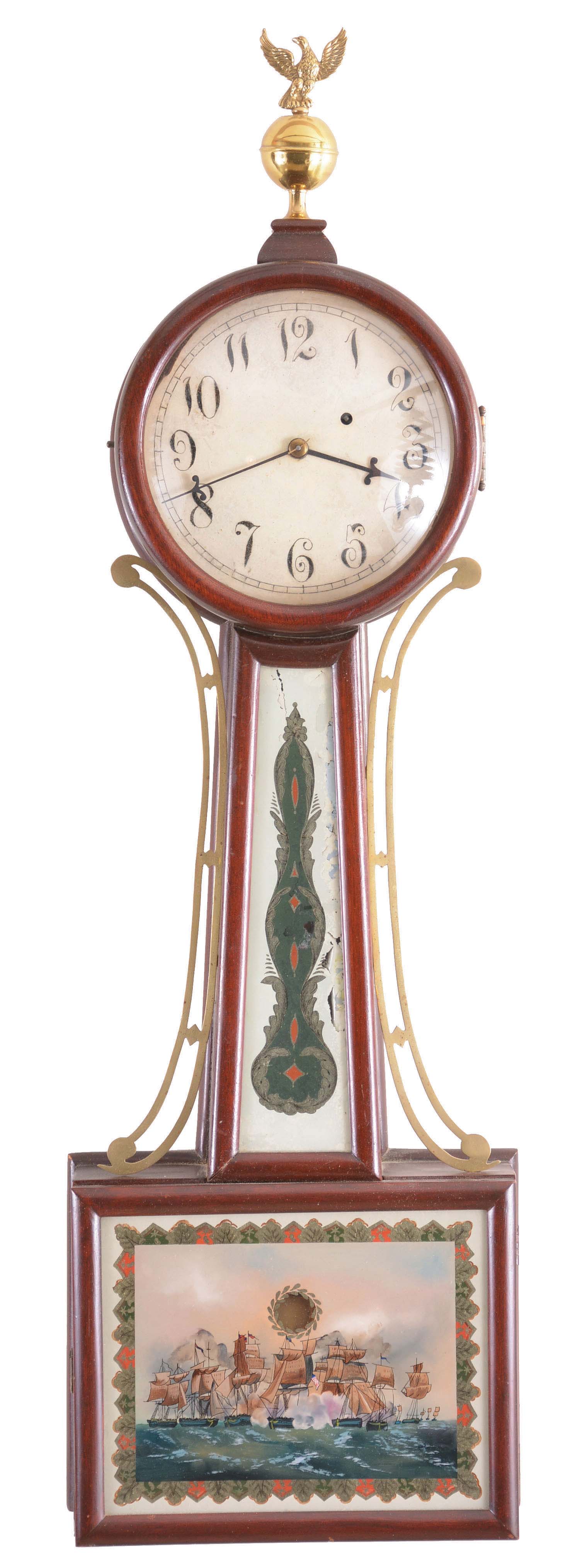 Killam & Co., Pawtucket, Rhode Island, 8 day, weight brass movement Patent or banjo timepiece. — Antique Clocks Price Guide
