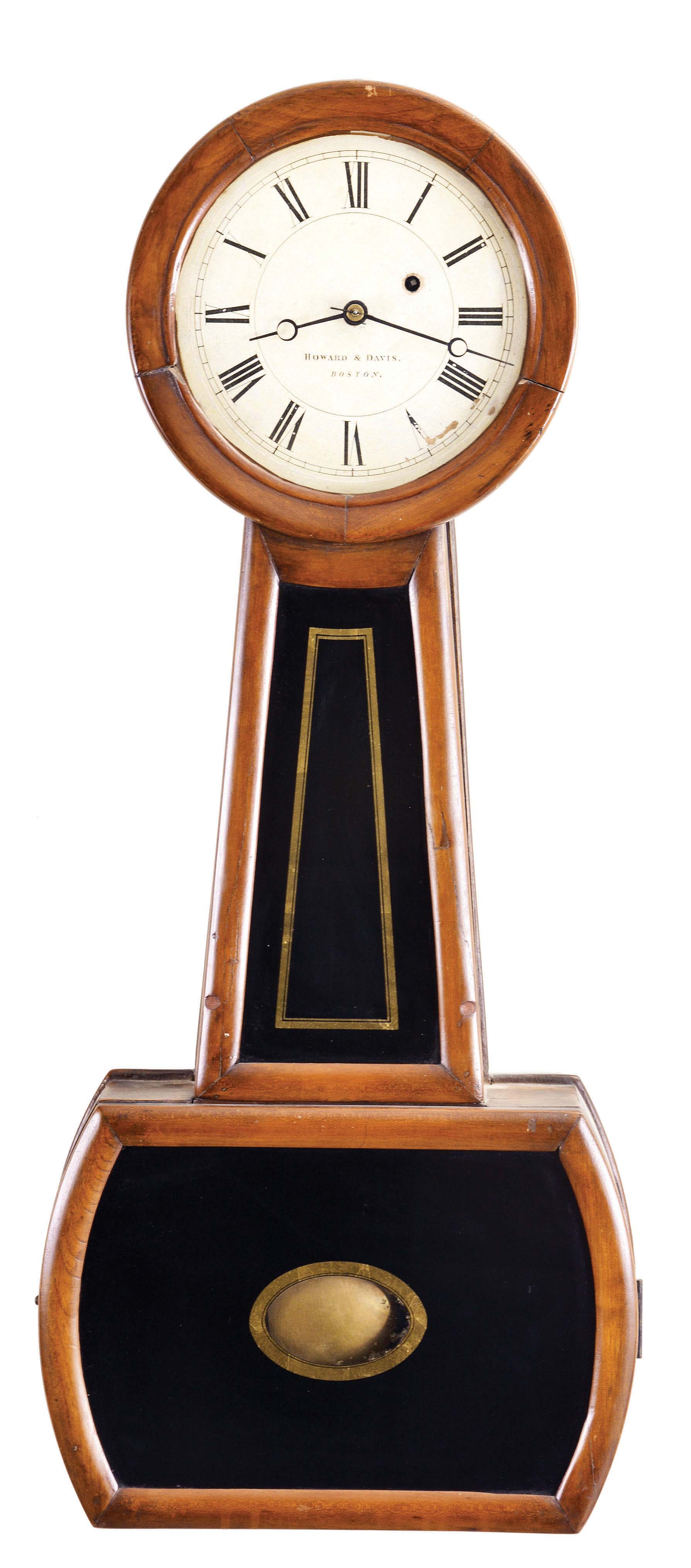 Howard & Davis, Boston, Mass., "Regulator No. 4", 8 day, weight driven brass movement banjo wall timepiece. — Antique Clocks Price Guide