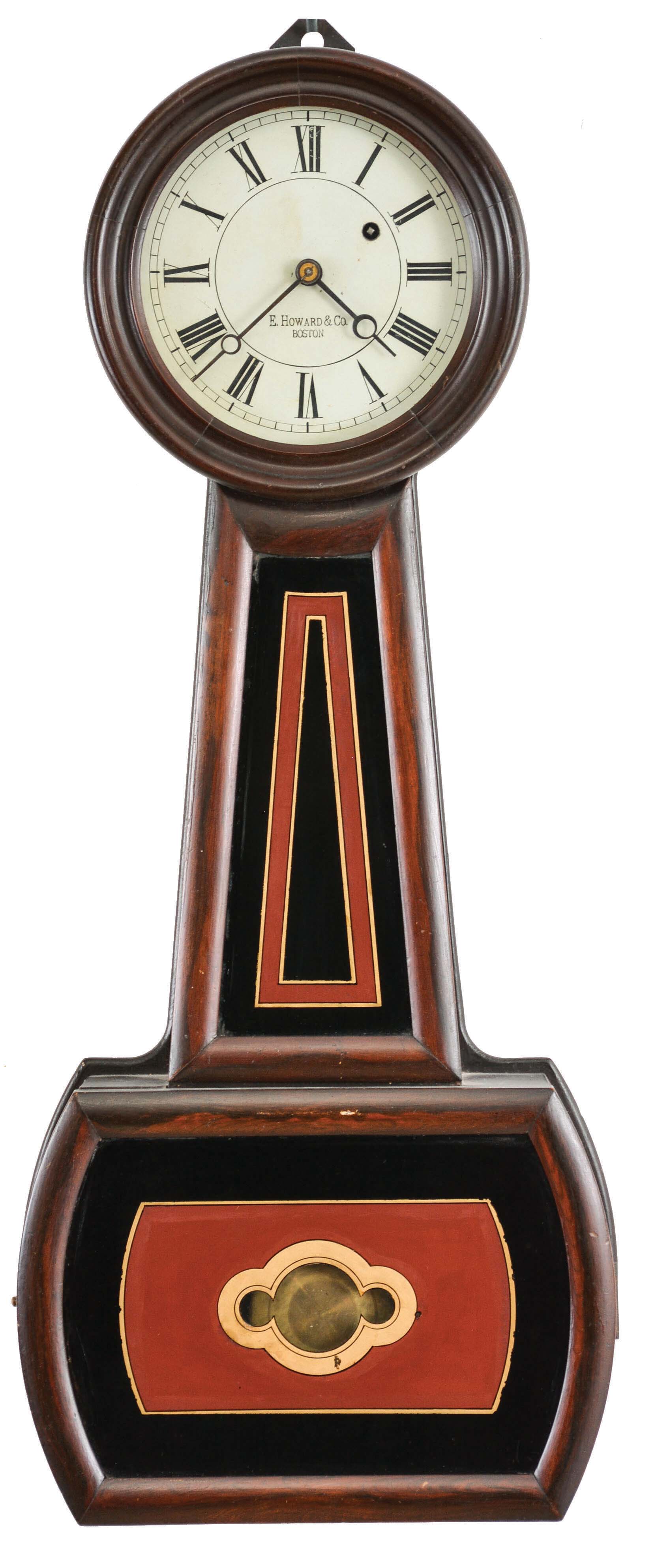 E. Howard & Co., Boston, Mass., "No. 5 Regulator", 8 day, weight driven brass movement banjo wall timepiece. — Antique Clocks Price Guide