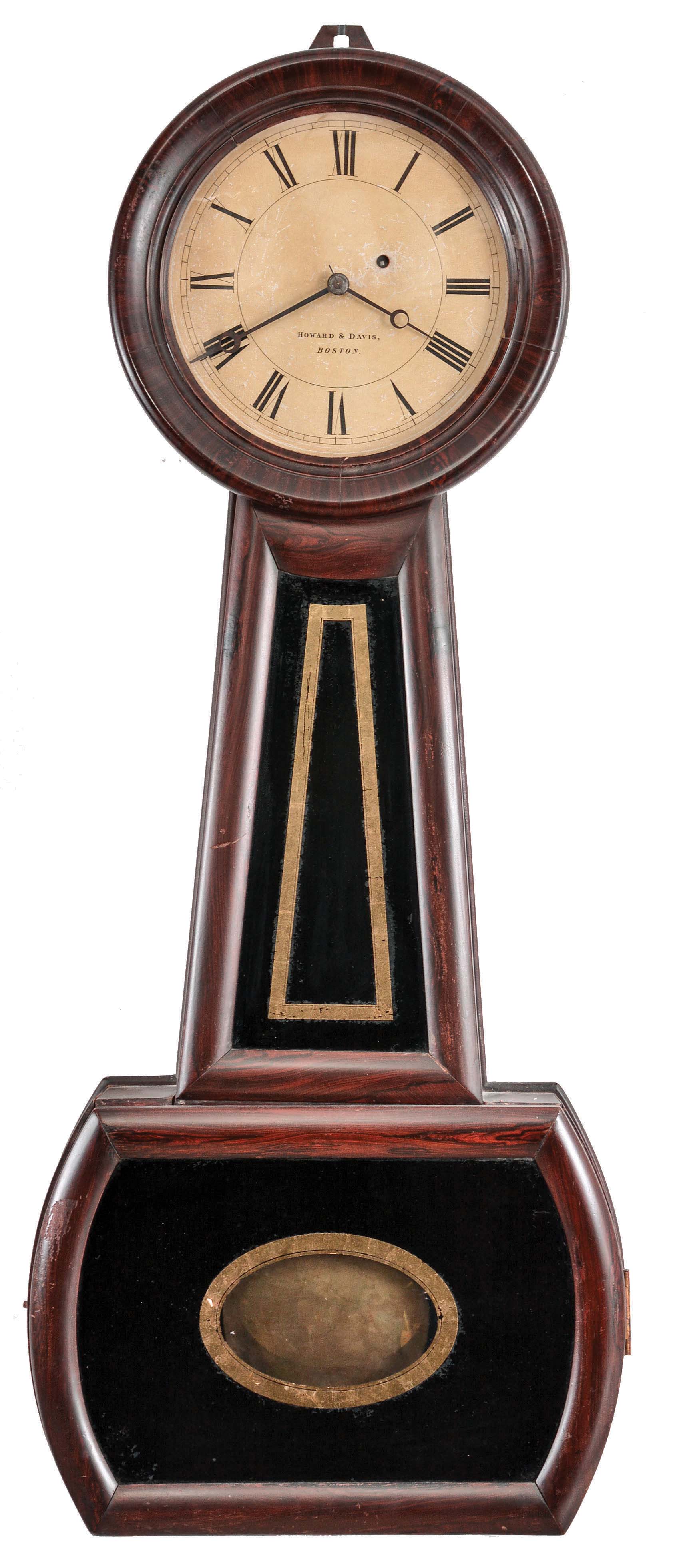 Howard & Davis, Boston, Mass., "Regulator No. 2", 8 day, weight driven, brass movement banjo wall timepiece. — Antique Clocks Price Guide