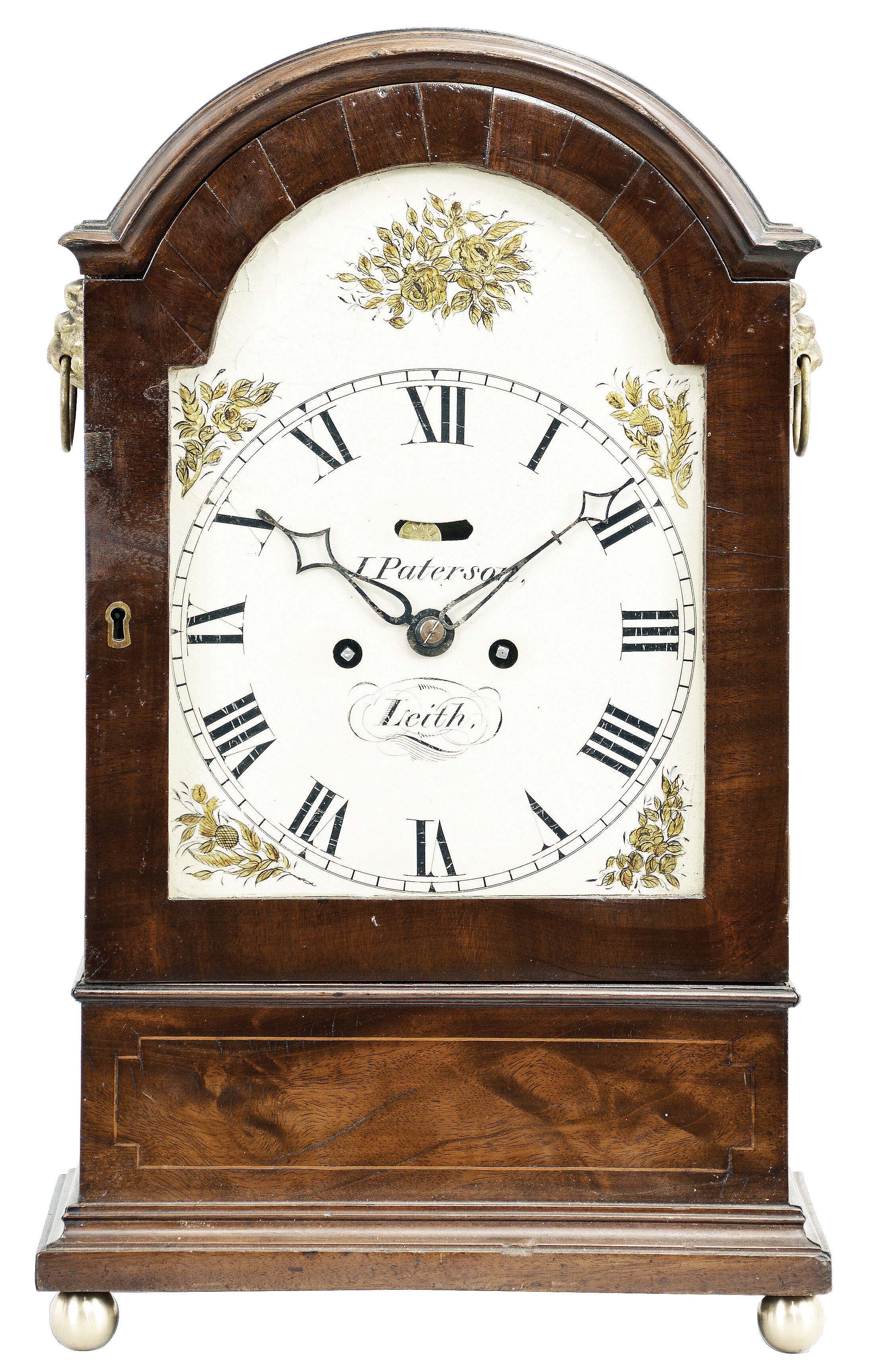 English, J. Paterson, Leith, England, 8 day, time and strike brass fusee movement bracket clock. — Antique Clocks Price Guide