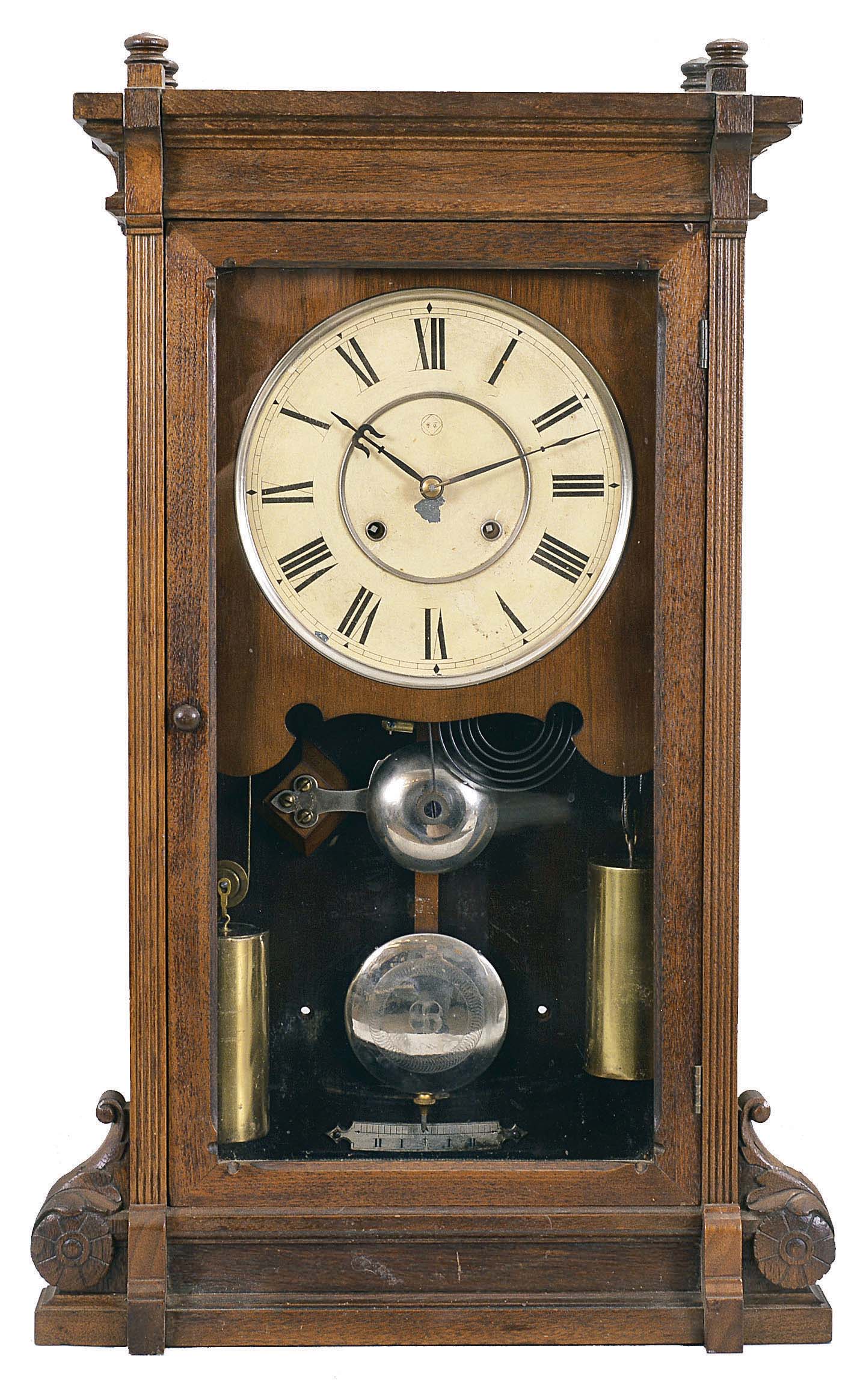 Seth Thomas Clock Co., Thomaston, Conn., "Lincoln V.P." shelf clock with a weight driven, 8 day, time and strike movement in a walnut case. — Antique Clocks Price Guide