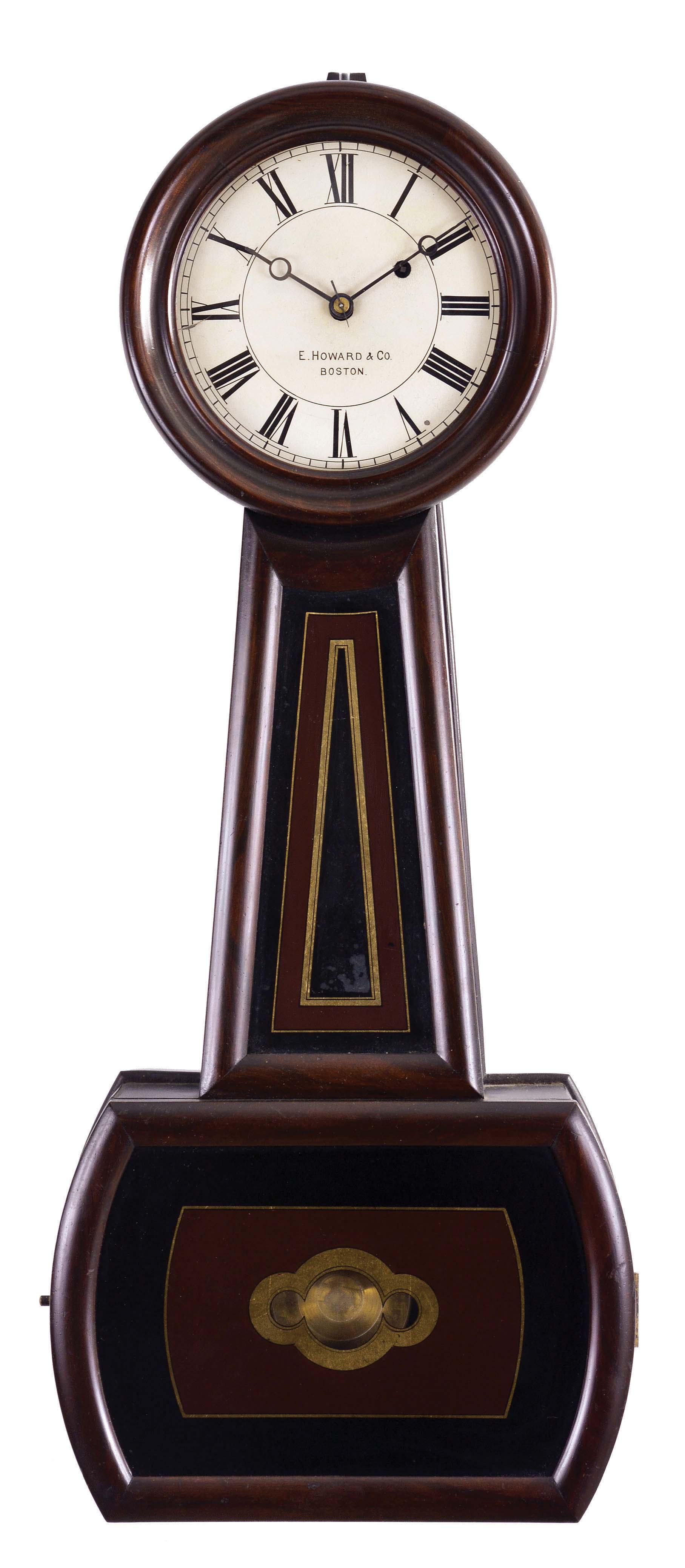 E. Howard & Co., Boston, Mass., "No. 5 Regulator" 8 day, weight driven brass movement banjo timepiece. — Antique Clocks Price Guide