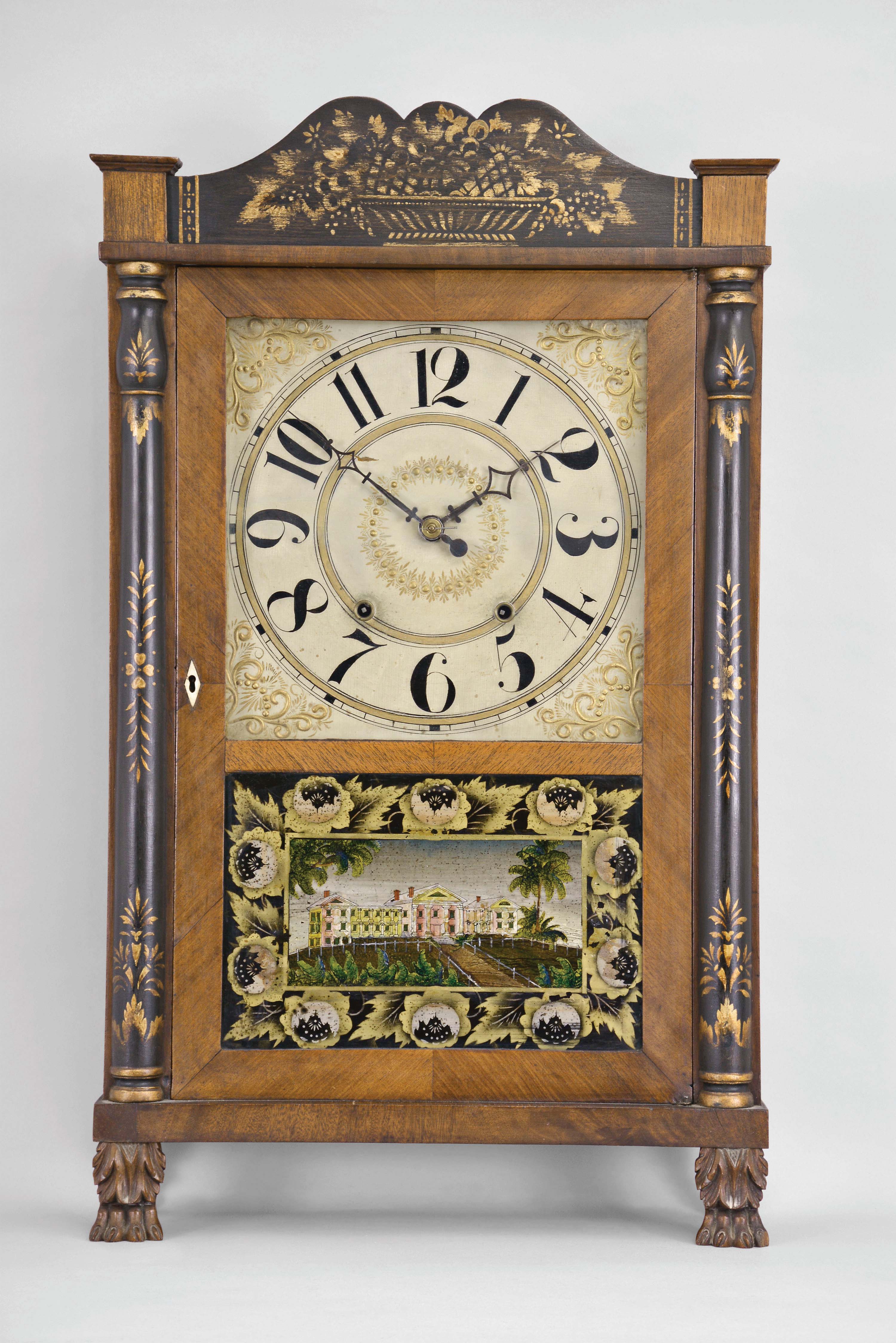 Ephraim Downs, Bristol, Conn., 30 hour, time and strike, weight wood movement half column & splat shelf clock. — Antique Clocks Price Guide