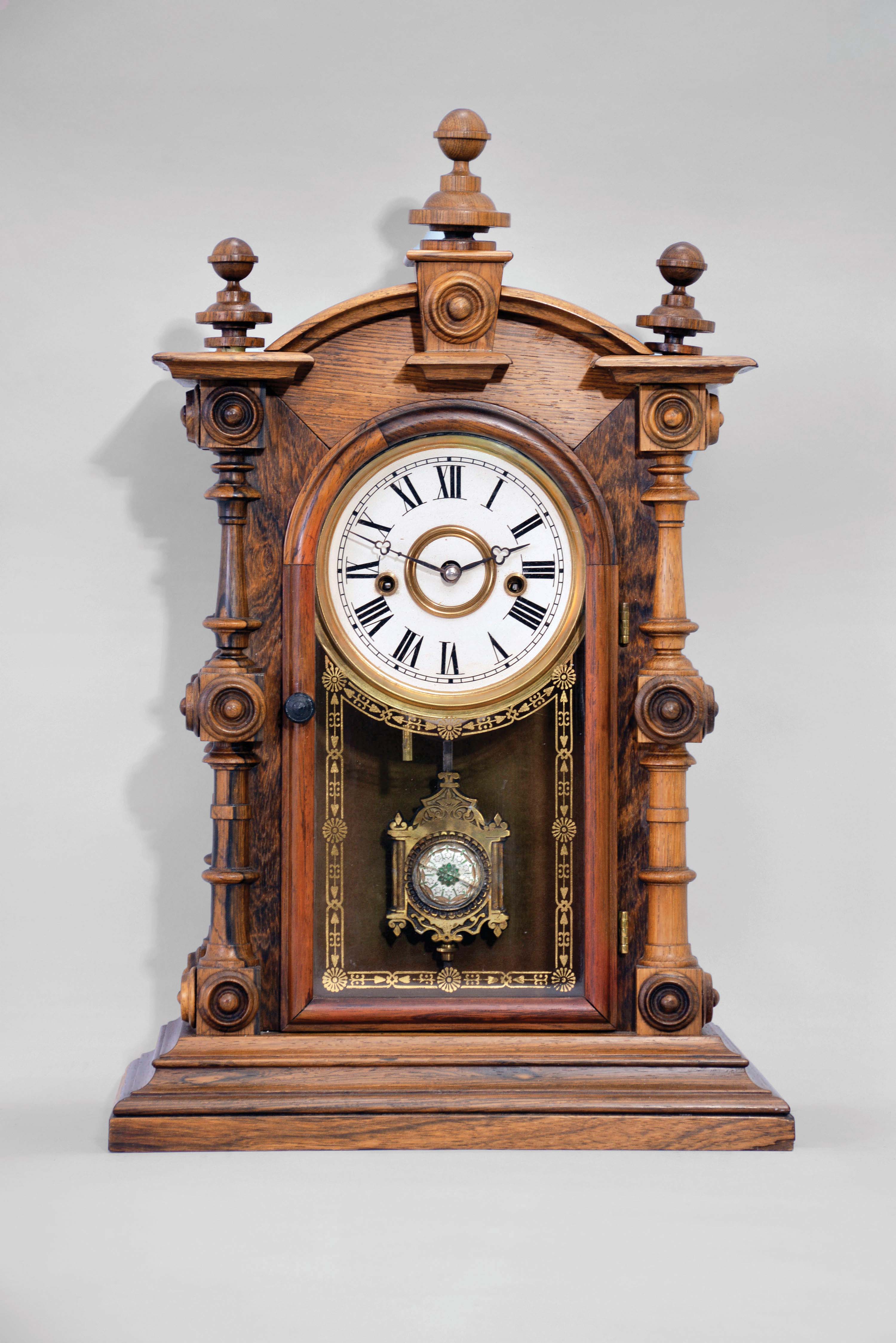 Welch, Spring & Co., Forestville, Conn., "Patti V.P. No. 1", 8 day, time and strike, spring driven brass Patti movement shelf clock. — Antique Clocks Price Guide