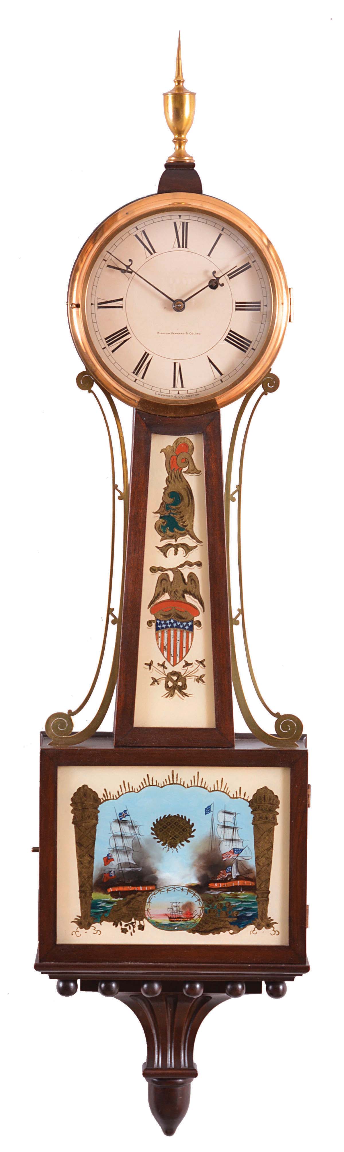 E. Howard & Co., Boston, Mass., 8 day, weight brass weight driven movement patent or banjo timepiece retailed by Bigelow, Kennard & Co., Inc. — Antique Clocks Price Guide