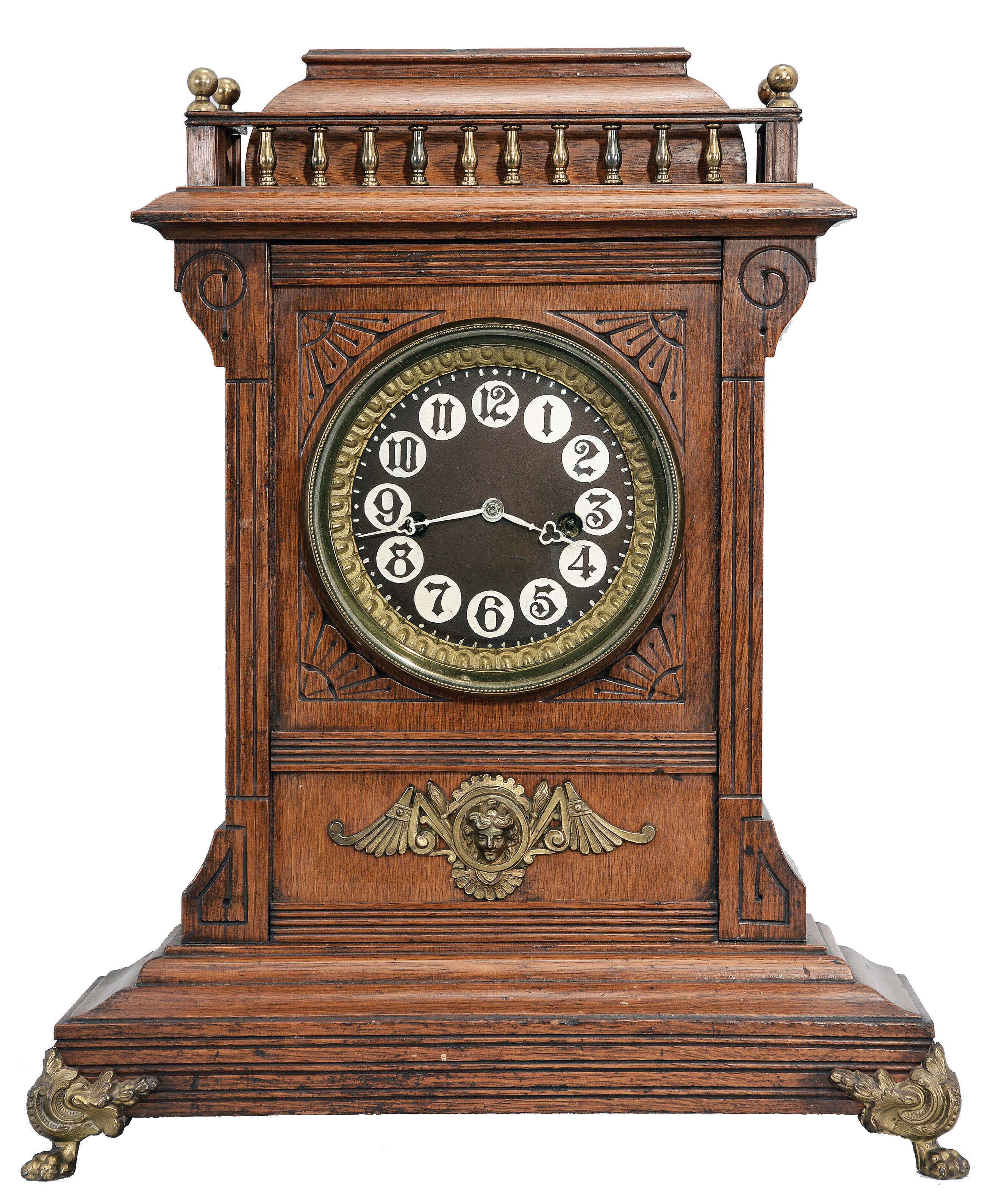 Welch, Spring & Co., Forestville, Conn., "Eveline", 8 day, time and strike, spring brass shelf clock with "Patti" style movement. — Antique Clocks Price Guide