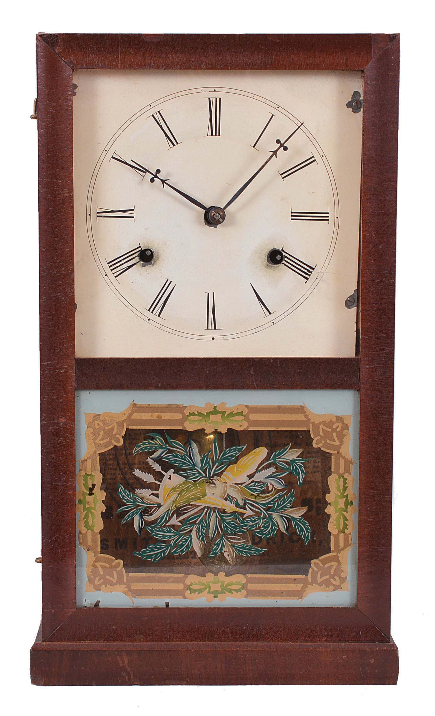 Smith & Goodrich, Bristol, Conn., 30 hour, time and strike, spring brass fusee movement shelf clock. — Antique Clocks Price Guide