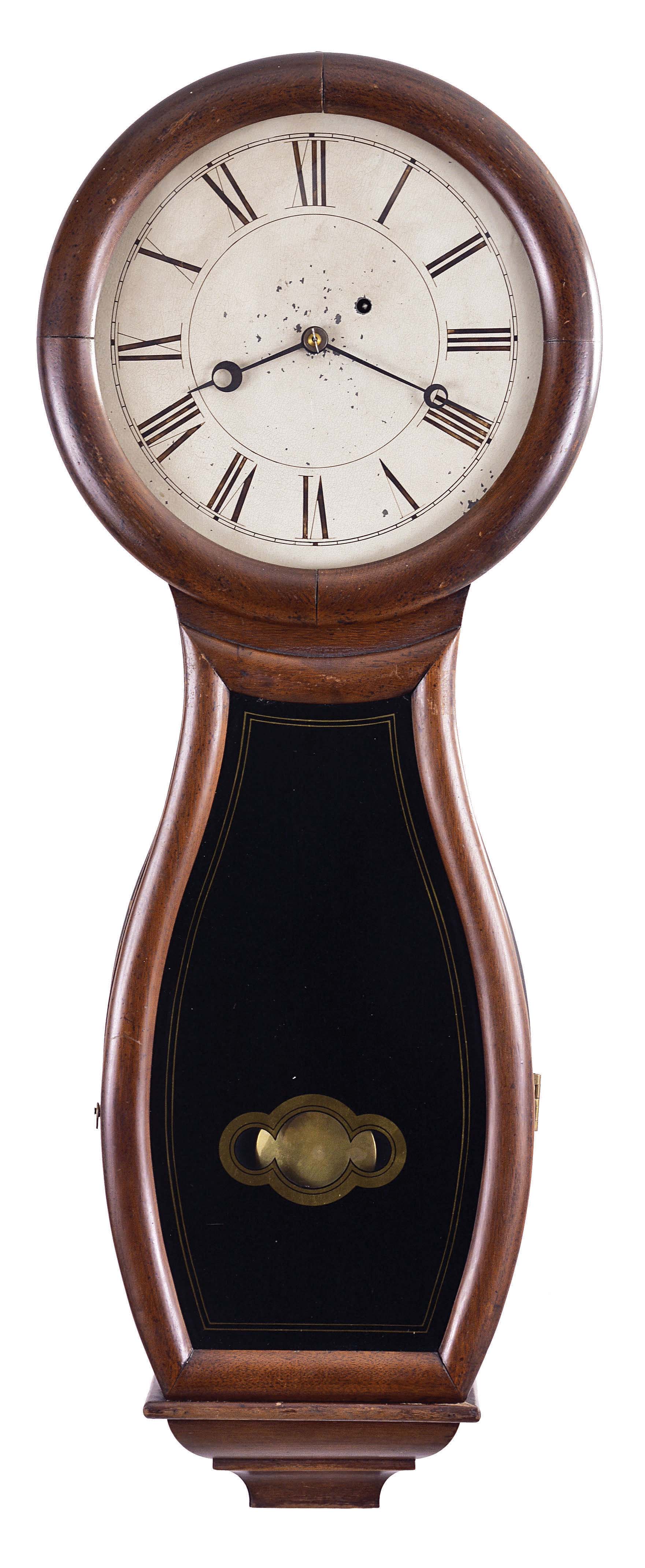 Massachusetts, Unknown, possibly an Attleboro area, 8 day, weight driven brass movement wall timepiece — Antique Clocks Price Guide
