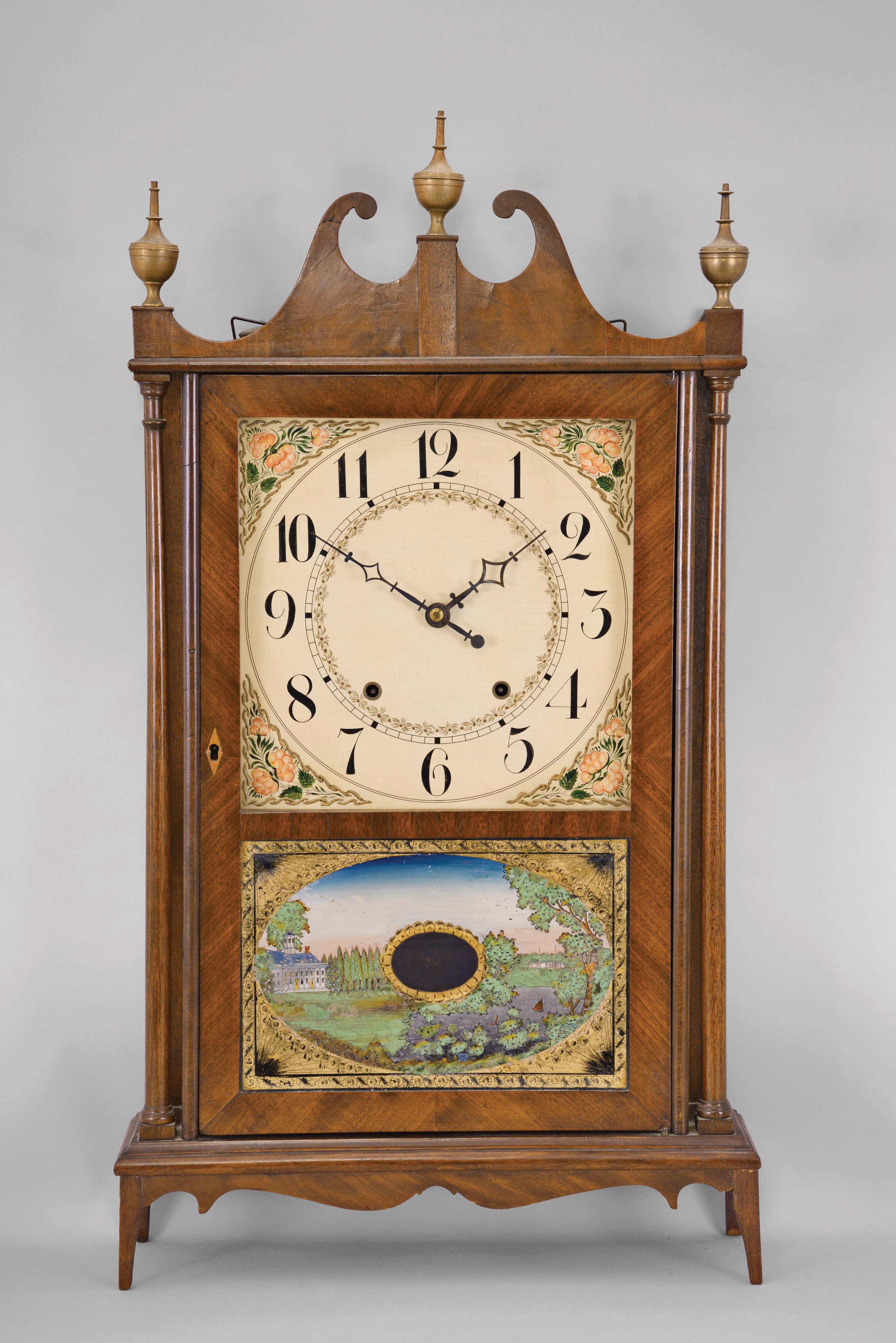Eli & Samuel Terry, Plymouth, Conn., 30 hour, time and strike, weight wood movement pillar & scroll shelf clock. — Antique Clocks Price Guide