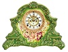 Ansonia Clock Co., New York, "Peconic", 8 day, time and strike, spring brass movement porcelain mantel clock with visible escapement movement.