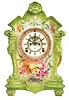 Ansonia Clock Co., New York, "La Tosca", 8 day, time and strike, spring brass movement porcelain mantel clock with visible escapement movement.