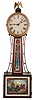 Herschede Clock Co., Cincinnati, Ohio, banjo clock retailed by Tiffany & Co., New York, 8 day, time only, weight driven movement in a mahogany case with a painted metal dial and reverse painted throat and lower tablets