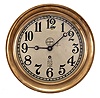 Chelsea Clock Co., Boston, Mass., for The Ashcroft Mfg. Co., New York, engine room clock, 8 day, time only, spring-driven jeweled balance wheel movement in a brass case with hinged bezel, 8 inch silvered dial with Arabic numerals, the Ashcroft trademark, and subsidiary seconds, blued steel hands.