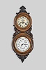 L. F. & W. W. Carter, Bristol, Conn., wall hanging clock with a double spring driven [perhaps 8 day, but likely 30-day] balance escapement timepiece movement by Laporte Hubbell, with a B. B. Lewis patented perpetual calendar mechanism in a rosewood veneered case. This is a rare model.