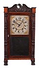 Riley Whiting, Winchester, Conn., 30 hour, time and strike, weight wood movement carved column & eagle splat shelf clock.