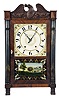 Seth Thomas Clock Co., Plymouth Hollow, Conn., 30 hour, time and strike, weight wood movement stenciled half column and carved eagle splat and claw feet shelf clock.
