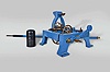 Midland Clockworks, J. Smith & Sons, Derby, England tower or street clock, time only, weight driven movement with pinwheel escapement in blue painted cast iron frame