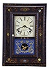 Forestville Manufacturing Co, (J. C. Brown), 8 day, time and strike, spring brass movement paper mache picture frame shelf clock.