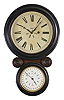 E. Ingraham & Co., Bristol, Conn., "Ionic", 8 day, spring brass movement double dial wall timepiece with B. B. Lewis patent calendar.