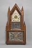 Birge & Fuller, Bristol, Conn., 8 day, time and strike wagon spring brass movement steeple on frame or double steeple shelf clock.