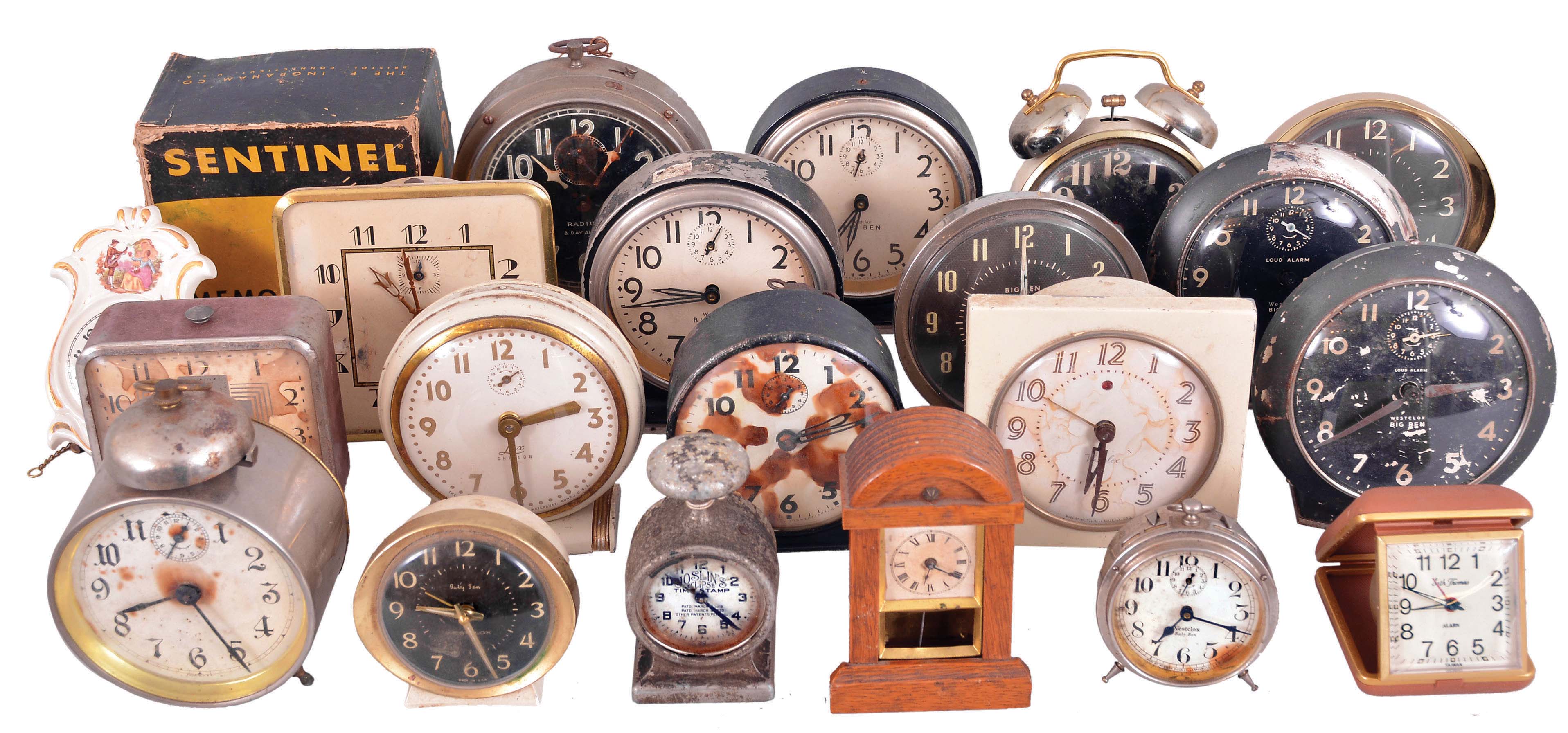 Clocks- 54 (Fifty-four) Alarm and Travel Clocks: antique and vintage travel and alarm clocks by makers including Seth Thomas, Westclox, Ingraham, Lux, and others. — Antique Clocks Price Guide