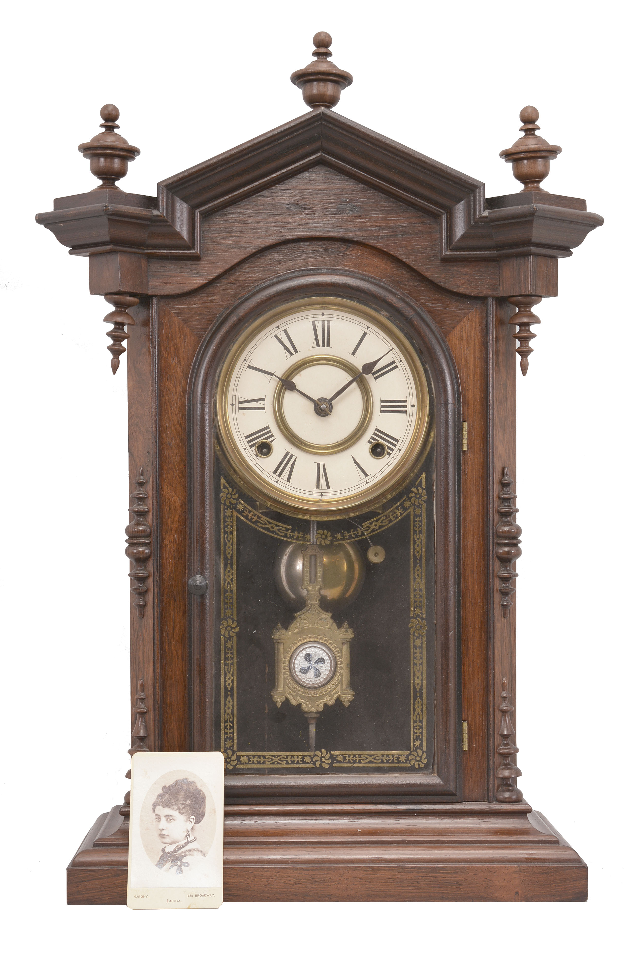 Welch, Spring & Co., Forestville, Conn., "Lucca V.P." shelf clock, 8 day, time and strike, spring driven movement in a rosewood veneered case. — Antique Clocks Price Guide