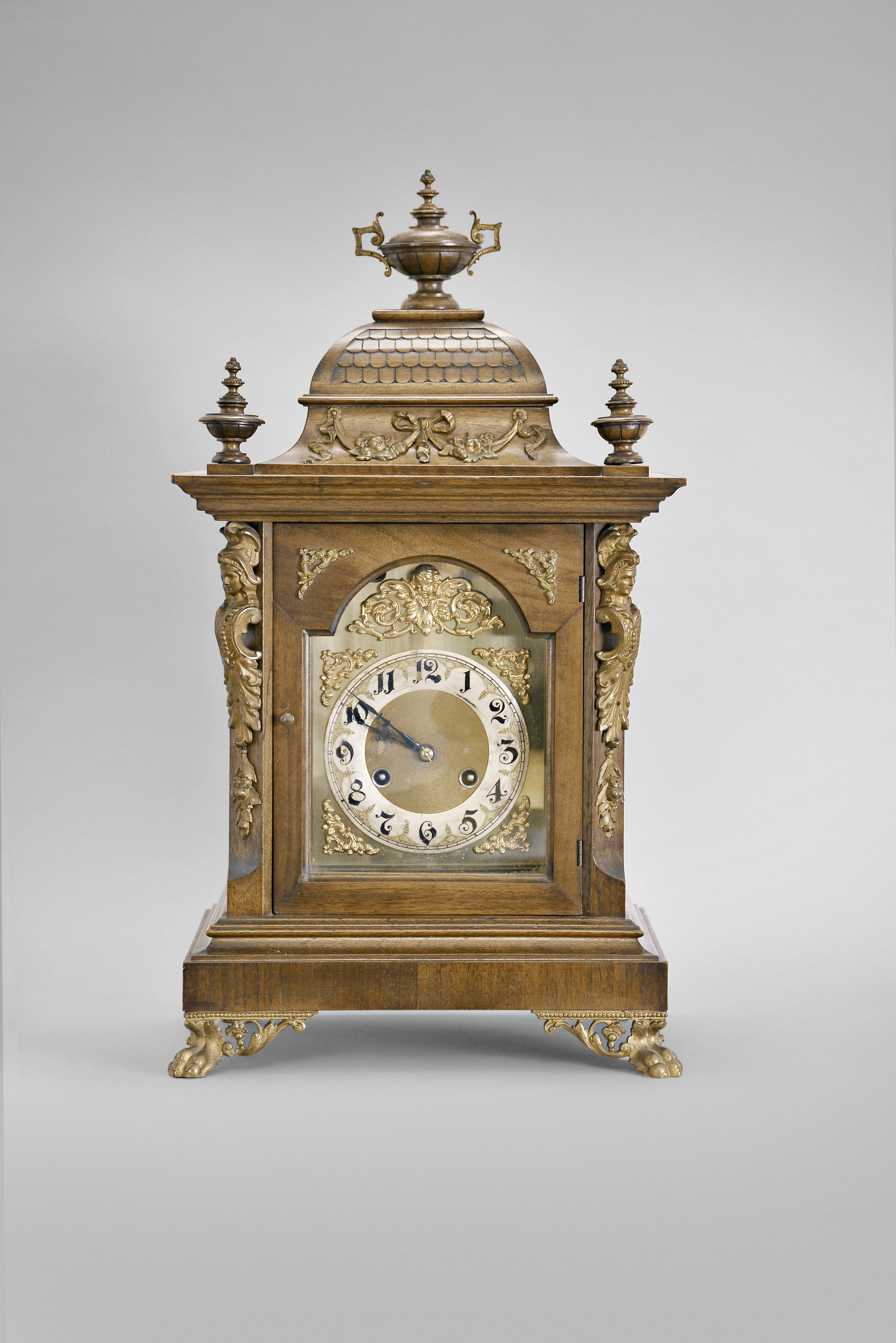 Germany, Junghans, 8 day, time and strike spring brass movement mantel clock with separate Westminster chime train. — Antique Clocks Price Guide