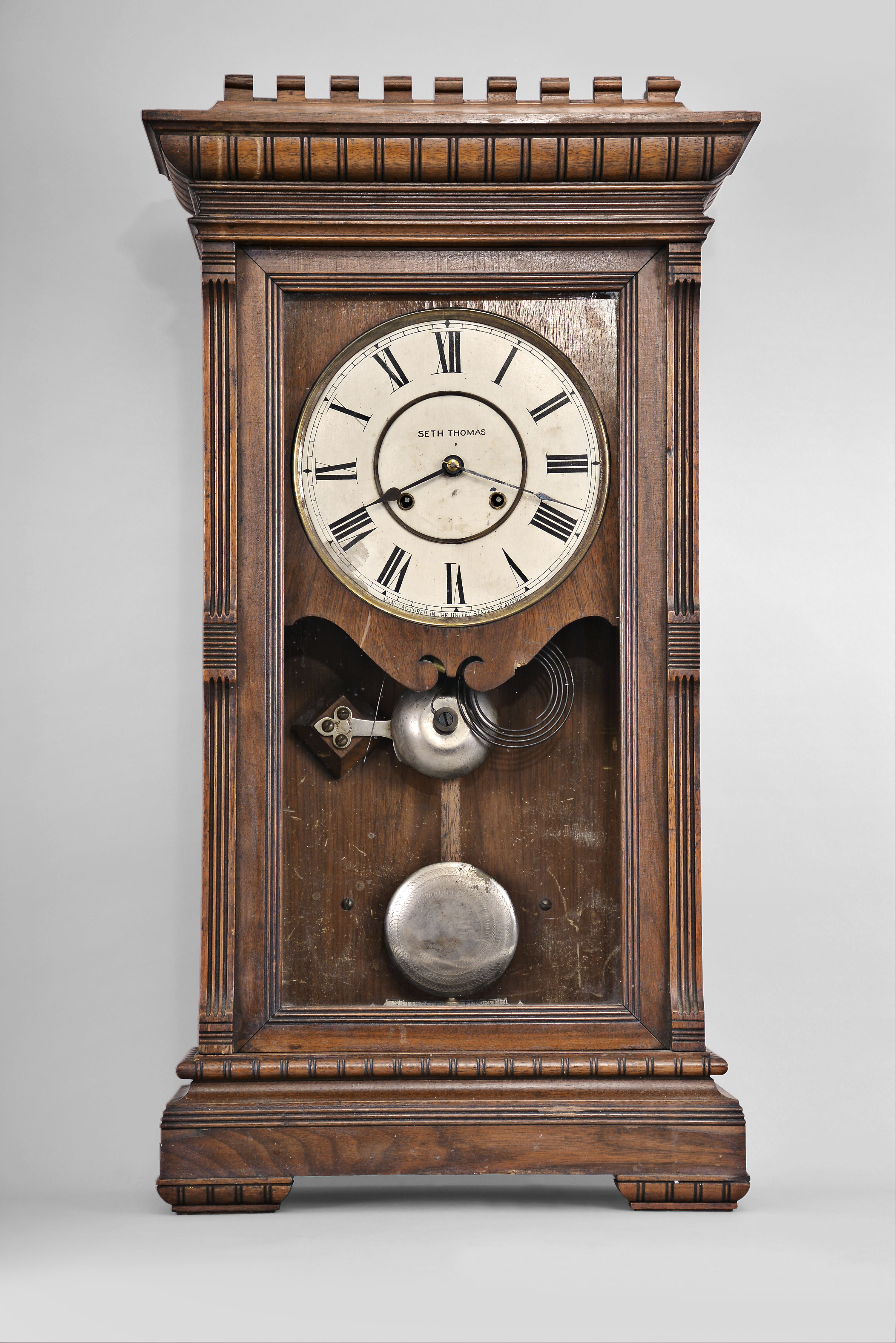 Seth Thomas Clock Co., Thomaston, Conn. "Garfield", 8 day, time and strike weight brass movement shelf clock. — Antique Clocks Price Guide