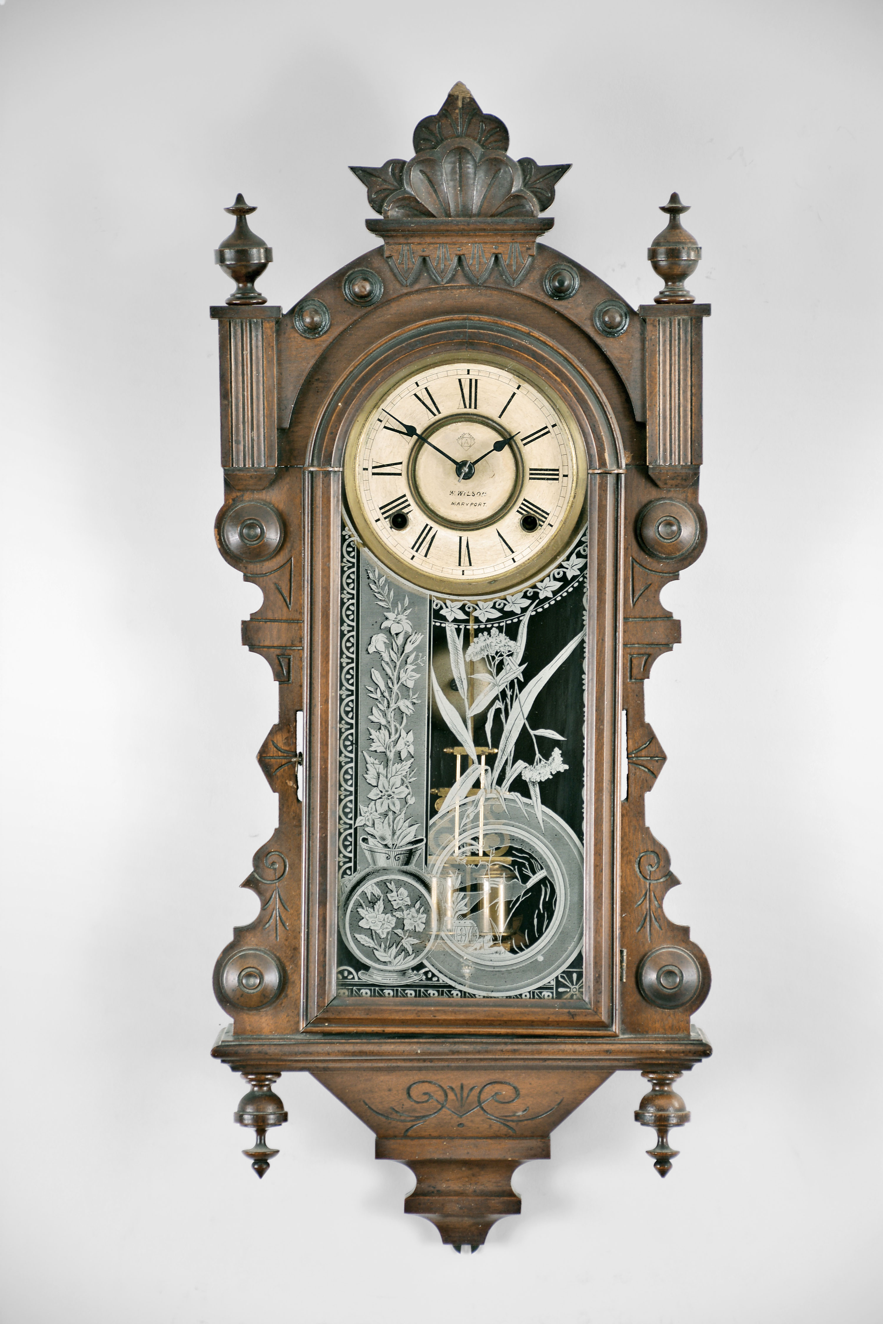 Ansonia Clock Co., New York, "Mississippi", 8 day, time and strike spring brass movement wall clock. — Antique Clocks Price Guide