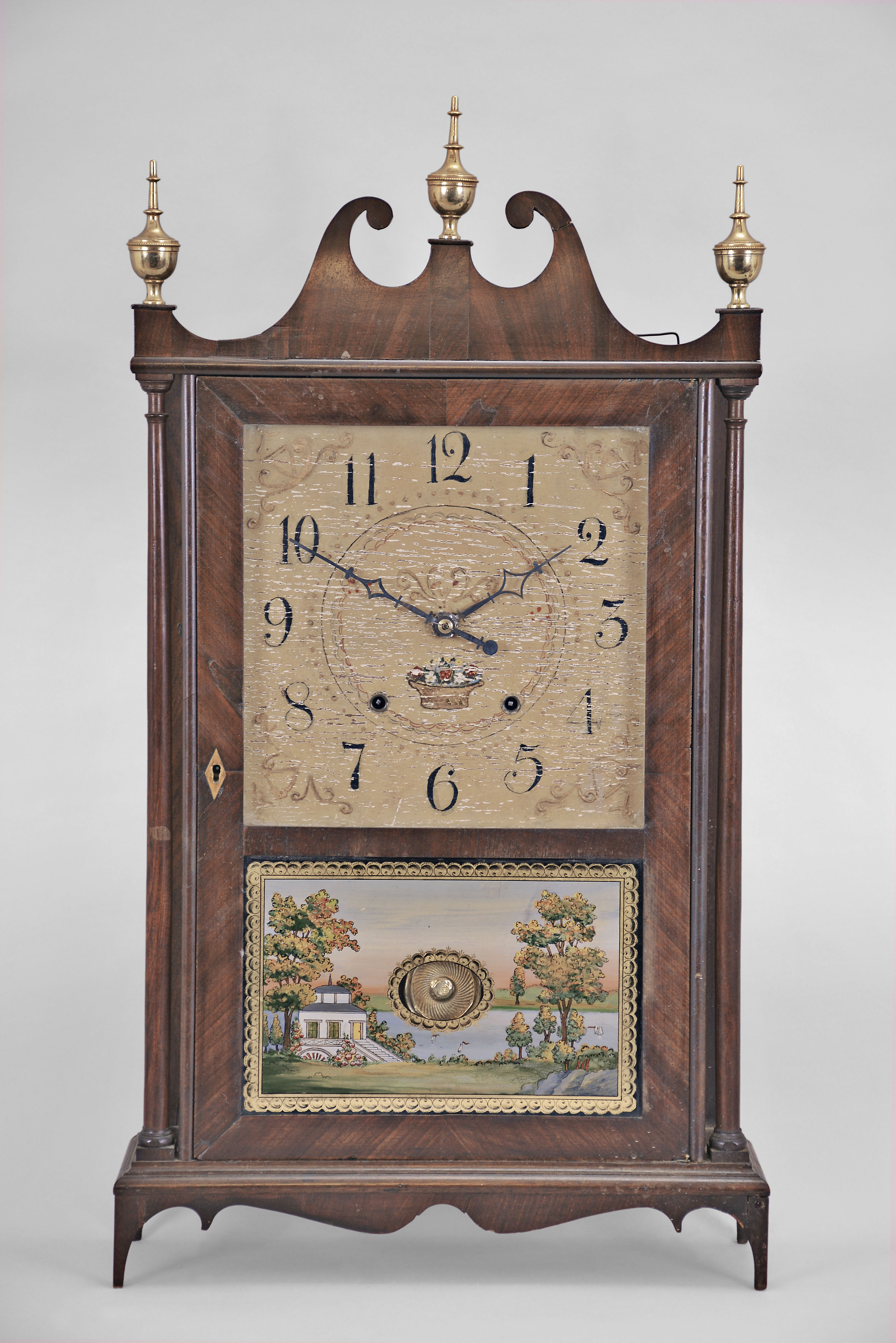 E. Terry & Sons, Plymouth, Conn., 30 hour, time and strike weight wood movement pillar & scroll shelf clock. — Antique Clocks Price Guide