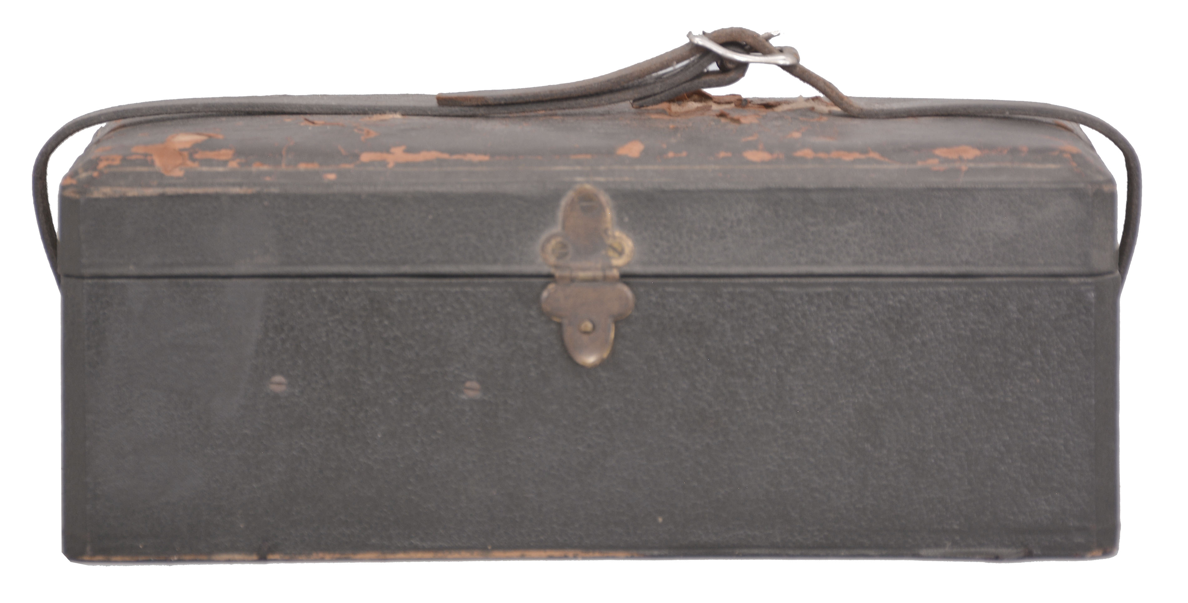 S. Shaw, Lancashire, United Kingdom, "Mackenzie's Ink Polygraph", clockwork motor for the feed of paper tape and time interval marking, diaphragm receivers with and without leather straps, two ink pens, and other accessories, all in a fitted velvet-lined case with an ink polygraph recording on a paper roll dated 1918. — Antique Clocks Price Guide