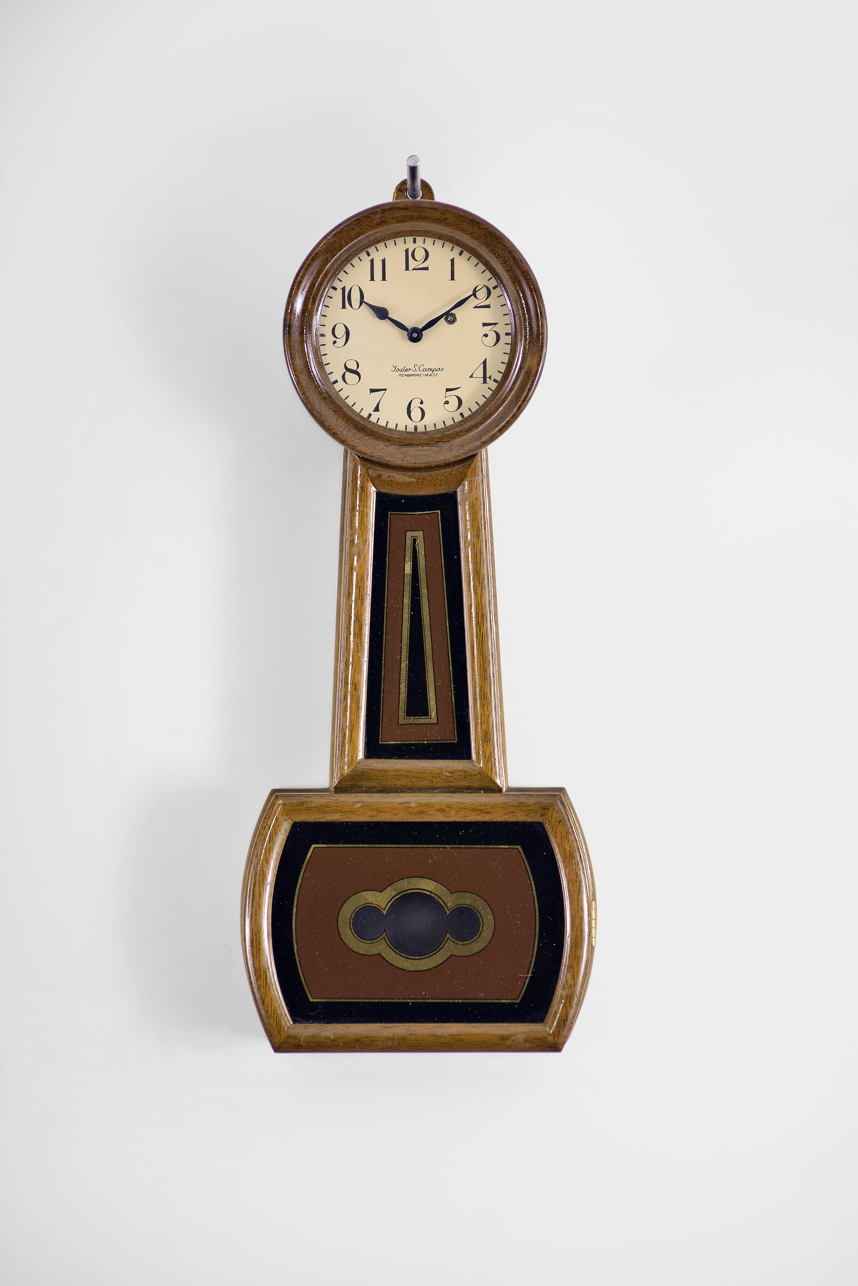Foster Campos, Pembroke, Mass., miniature copy of a "Howard No. 5 Banjo", 8 day, lever movement timepiece, — Antique Clocks Price Guide