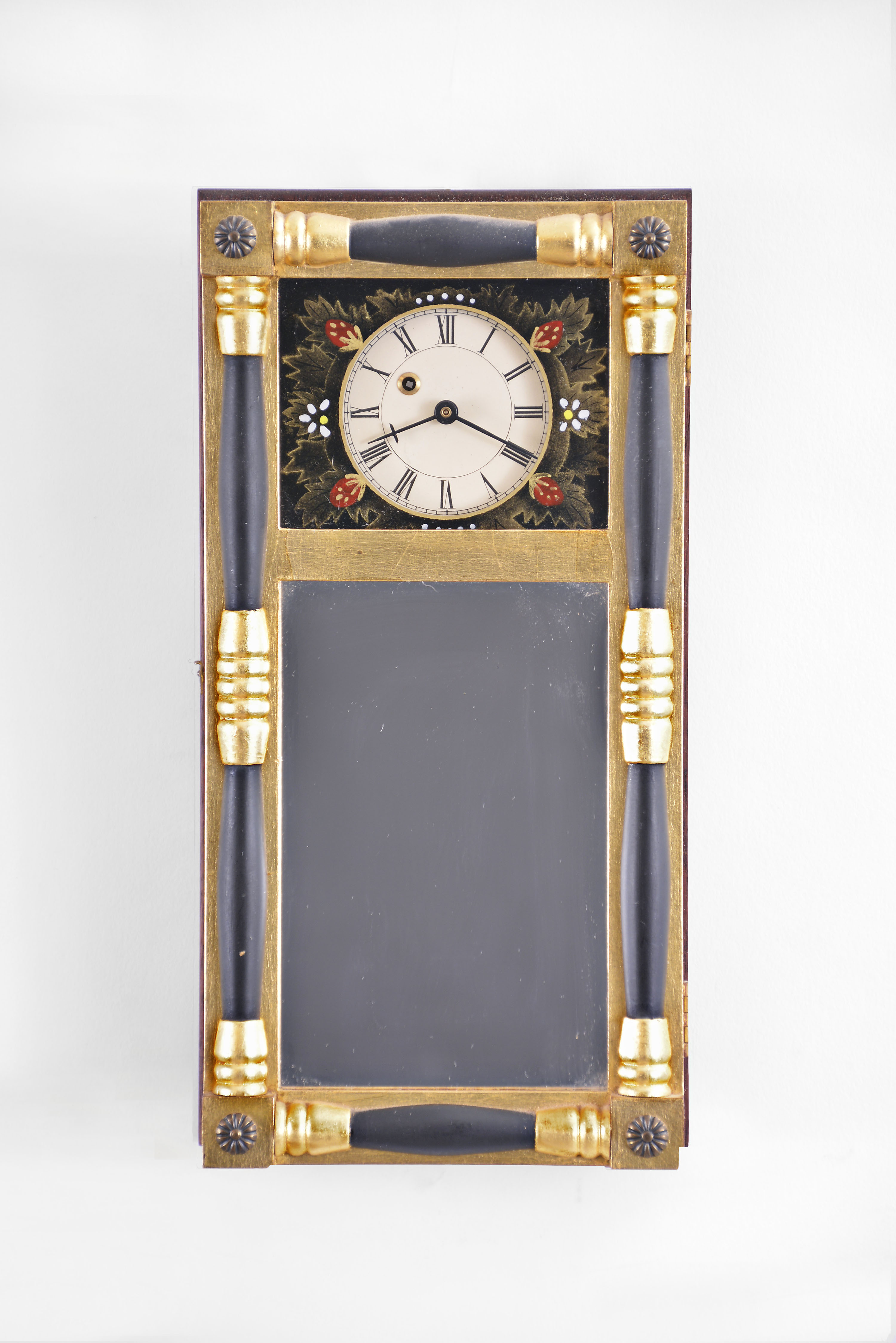 Michael Paul, Berea, Ohio, 30 hour, weight brass movement miniature New Hampshire mirror clock. This is No. 3 of a limited edition of 16. — Antique Clocks Price Guide