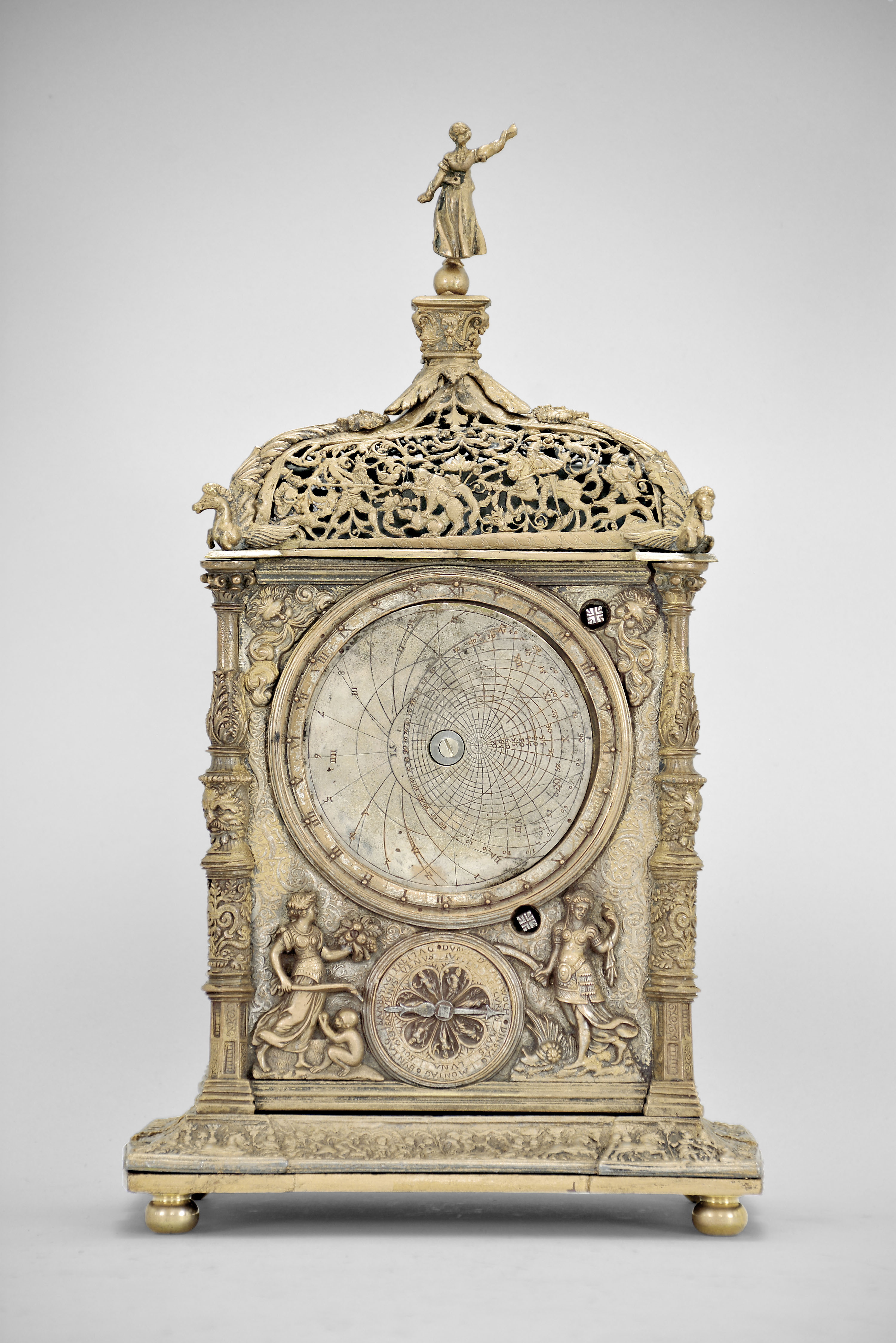 Reproduction of famous Augsburg astronomical clock from 1563 by clock-maker Jeremias Metzker with elaborately cast case. — Antique Clocks Price Guide