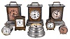 Clocks- 8 (Eight) Novelty and Musical Alarm Clocks: Clocks include models by Seth Thomas, New Haven, Waterbury, Sprague & Co., and Junghans. Standouts include a Waterbury "Hornet" 30 hour novelty timepiece and a small repeating "Kenwick" carriage clock by New Haven.