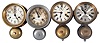 Clocks- 4 (Four) Seth Thomas Marine Clocks: Two Seth Thomas Clock Co., "Ship's Bell" marine clocks and two "Monitor" marine clocks, all 30 hour, time and ship's strike, spring-driven balance wheel movements in brass or nickel plated cases with hinged or bayonet-fit bezels, silvered or paper dials, and exterior bells.