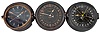 Clocks- 6 (Six) Chelsea Engine Room: Chelsea Clock Co., Boston, for U.S. Navy, "12E Deck & Engine Room Clock", 8 day, time only, spring-driven balance wheel movement in black phenolic cases with hinged bezels, all but one with 8.5 inch black dial, 12 and 24 hour variants, and center seconds.