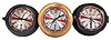 Clocks- 3 (Three) Radio Room: Chelsea Clock Co., Boston, "Radio Room" timepieces, 8 day, time only, spring-driven balance wheel movements with center seconds and secondary hour hand for Greenwich Mean Time, two in black phenolic cases and one in a brass case, all with hinged bezels, silvered 5.5 inch dials showing 12 and 24 hours, and red zones denoting periods of radio silence to monitor for distress calls.