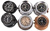 Clocks- 6 (Six) Mark I Boat Clocks: One by Chelsea, two by M. Low, and three by Seth Thomas, 8 day, time only, spring-driven balance wheel movments in brass, nickel plated, and black phenolic cases with hinged bezels and subsidiary seconds.