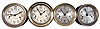 Clocks- 4 (Four) Seth Thomas Boat: Seth Thomas Clock Co., Thomaston, Conn., "Boat Clock", 30 hour, time only, twin-spring balance wheel movement in brass cases with hinged and screw-on bezels, 6 inch silvered or painted dials, three with subsidiary seconds and one with center seconds.