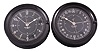 Clocks- 2 (Two) Seth Thomas Deck or Engine Room: Seth Thomas Clock Co., Thomaston, Conn., for U.S. Navy, deck or engine room clocks, 8 day, time only, spring-driven balance wheel movements in black phenolic cases with 8.5 inch black dials, one showing 24 hours and the other showing both 12 and 24 hours, center seconds displayed on an inner ring.