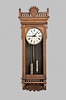 Waterbury Clock Co., Waterbury, Conn., "Regulator No. 53", wall clock, 8 day, time only, two brass weight driven movement in an oak case with a painted metal dial
