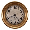 Chelsea Clock Co., Boston, Mass., for The Ashcroft Mfg. Co., New York, engine room clock, 8 day, time only, spring-driven jeweled balance wheel movement in a brass case with hinged bezel, 8 inch silvered dial with Arabic numerals, the Ashcroft trademark, and subsidiary seconds, blued steel hands.