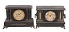 Clocks- 4 (Four): (1) Wm. L. Gilbert, "Palisade" mantel clock, 8 day, time and strike, spring driven movement in a black enameled case, c1904; (2) Unmarked, but Sessions black mantle clock, 8 day, time and strike, spring driven movement in a black wood case, c1920; (3) Sessions Clock Co., "Baldwin" mantel clock, 8 day, time and strike, spring driven movement in black enameled case, c1923 (4) Seth Thomas Clock Co., mantel clock, 8 day, time and strike, spring driven movement in an Adamantine case, c1910.