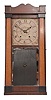 Clocks- 2 (Two): (1) E. & G. Bartholemew, Bristol, Conn., 30 hour, time and strike weight wood movement pilaster and splat shelf clock. c1832 (2) Daniel Pratt, Jr., Reading Mass., 30 hour, time and strike weight wood movement corner columns and splat shelf clock. c1839